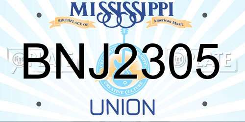 BNJ2305 Mississippi License Plate