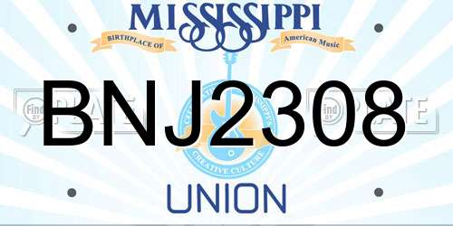 BNJ2308 Mississippi License Plate