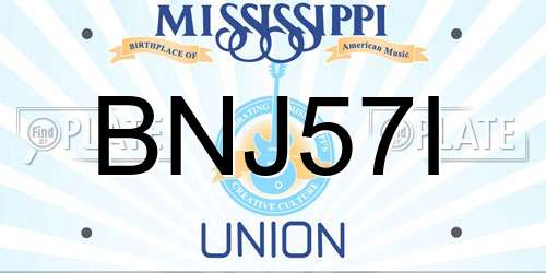 BNJ57I Mississippi License Plate