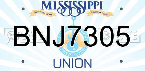 BNJ7305 Mississippi License Plate