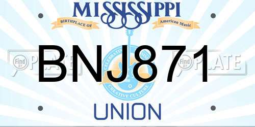 BNJ871 Mississippi License Plate