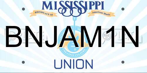 BNJAM1N Mississippi License Plate