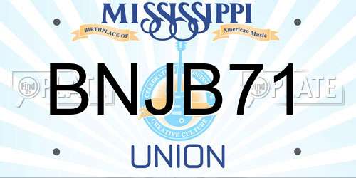 BNJB71 Mississippi License Plate