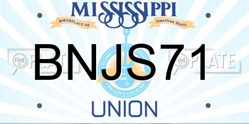 BNJS71 Mississippi License Plate