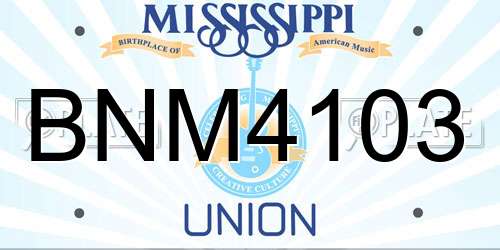 BNM4103 Mississippi License Plate