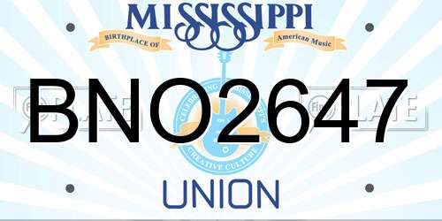 BNO2647 Mississippi License Plate