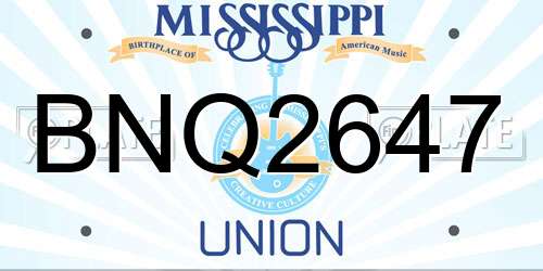 BNQ2647 Mississippi License Plate