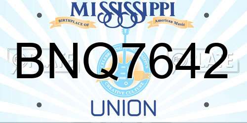BNQ7642 Mississippi License Plate