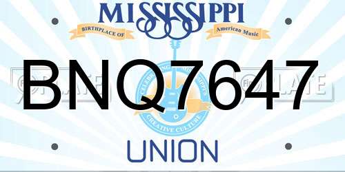 BNQ7647 Mississippi License Plate