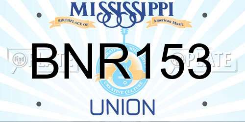 BNR153 Mississippi License Plate