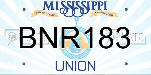 BNR183 Mississippi License Plate