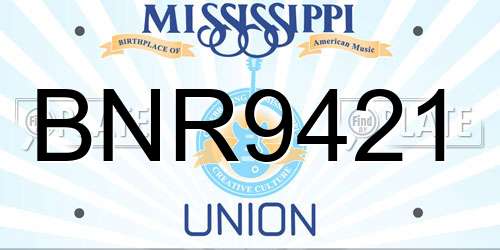 BNR9421 Mississippi License Plate