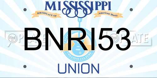 BNRI53 Mississippi License Plate
