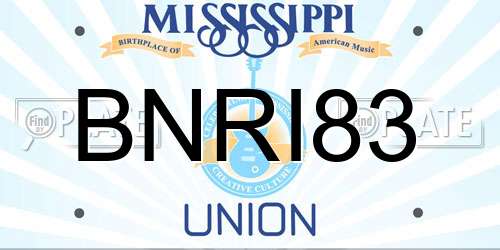 BNRI83 Mississippi License Plate