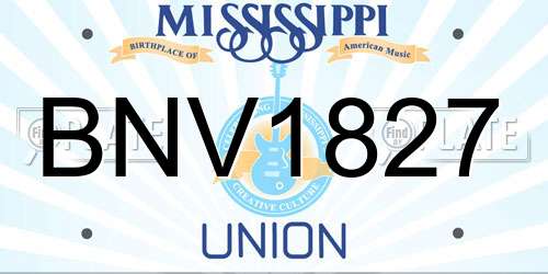 BNV1827 Mississippi License Plate