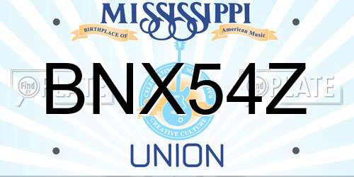 BNX54Z Mississippi License Plate