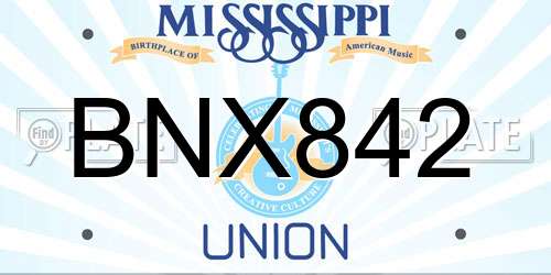 BNX842 Mississippi License Plate