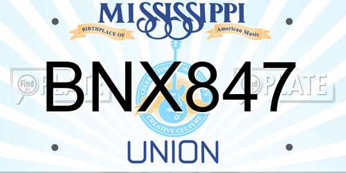 BNX847 Mississippi License Plate