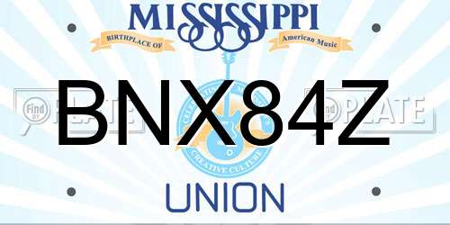 BNX84Z Mississippi License Plate