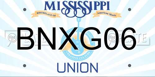 BNXG06 Mississippi License Plate