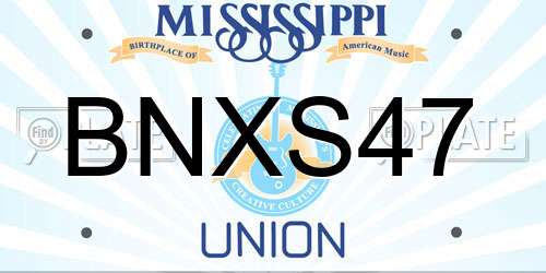 BNXS47 Mississippi License Plate