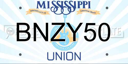 BNZY50 Mississippi License Plate