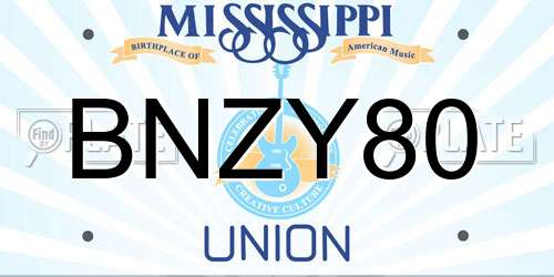 BNZY80 Mississippi License Plate