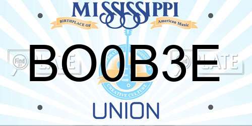 BO0B3E Mississippi License Plate
