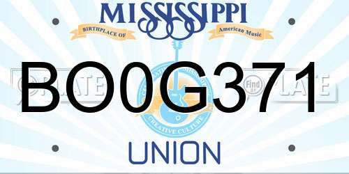 BO0G371 Mississippi License Plate