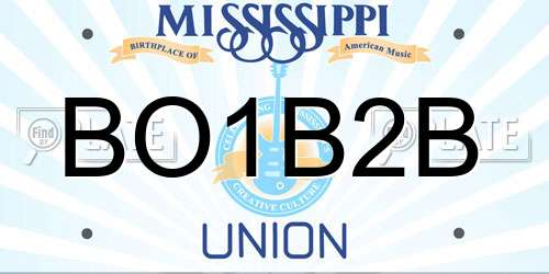 BO1B2B Mississippi License Plate