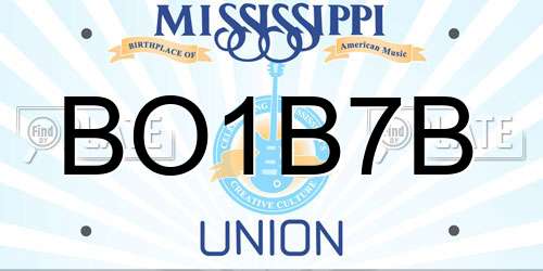 BO1B7B Mississippi License Plate