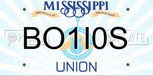 BO1I0S Mississippi License Plate