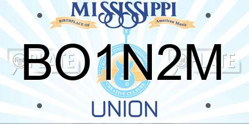 BO1N2M Mississippi License Plate