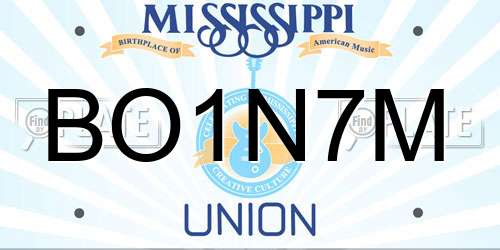 BO1N7M Mississippi License Plate