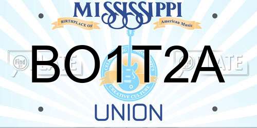 BO1T2A Mississippi License Plate