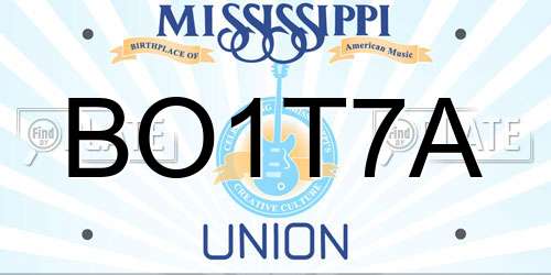 BO1T7A Mississippi License Plate