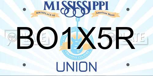 BO1X5R Mississippi License Plate