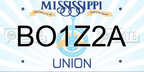 BO1Z2A Mississippi License Plate