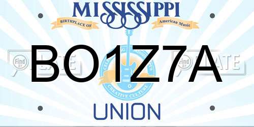 BO1Z7A Mississippi License Plate
