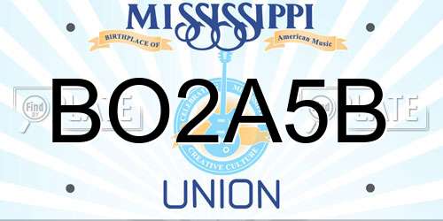 BO2A5B Mississippi License Plate