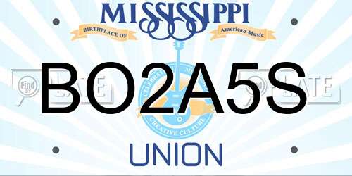BO2A5S Mississippi License Plate