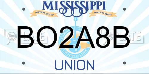BO2A8B Mississippi License Plate