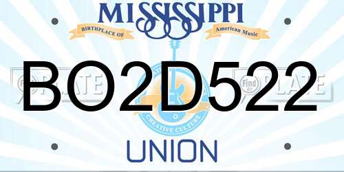 BO2D522 Mississippi License Plate