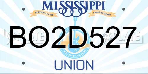 BO2D527 Mississippi License Plate