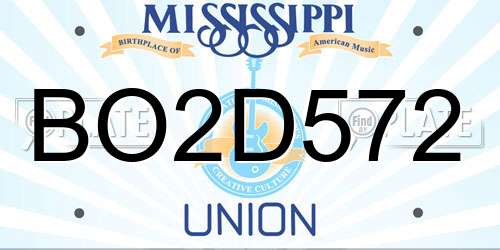 BO2D572 Mississippi License Plate
