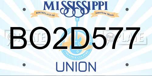 BO2D577 Mississippi License Plate