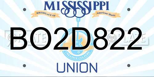 BO2D822 Mississippi License Plate