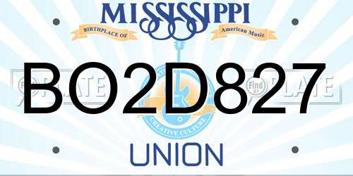 BO2D827 Mississippi License Plate