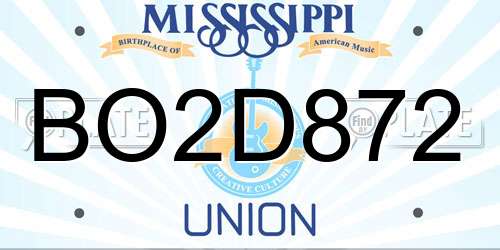 BO2D872 Mississippi License Plate
