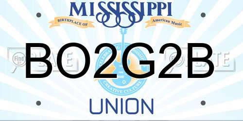 BO2G2B Mississippi License Plate